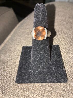 Sterling Silver Ring with Faceted Smokey Topaz. Size 7